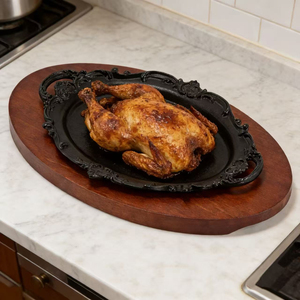 Wajan Steak Fajita Besi Cor, Piring Sajian Panas, Piring Panggangan dengan Alas Kayu - Product Image 5