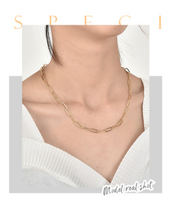 Minimalist Dainty Brass Link <b>Chain</b> Necklace Trendy Religious Wedding Parties Style Diamond Zircon Fashionable Paperclip Choker - Product Image 2