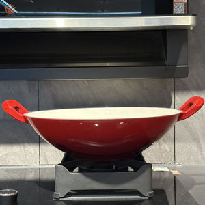<span class=keywords><strong>Wok</strong></span> de Hierro Fundido Esmaltado de 36 cm, Sartén con Doble Asa, <span class=keywords><strong>Wok</strong></span> Chino Clásico <span class=keywords><strong>para</strong></span> Cocina Casera y Cocina al Estilo Stir-Fry, Superventas - Product Image 2