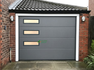 Porte de <span class=keywords><strong>garage</strong></span> sectionnelle américaine automatique avec polymère à ouverture latérale électrique moderne en acier galvanisé <span class=keywords><strong>Moto</strong></span> plus de 5 ans BRD - Product Image 2