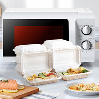 Boîtes alimentaires en plastique noires de style américain avec couvercles, 1/2/3/4 compartiments, jetables, pour la préparation des repas et les plats à emporter
