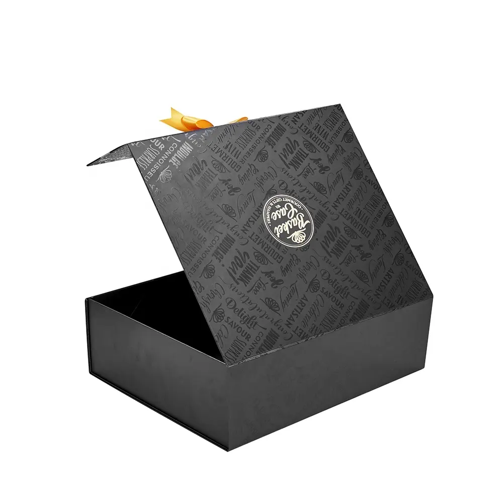 Luxus schwarz matt Magnet verschluss Haar verlängerung sbox Verpackung faltbar caja de producto de lujos mit Band