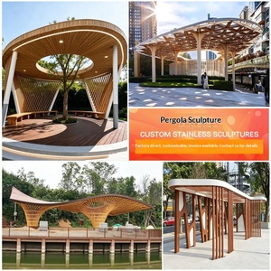 Gazebo Moderno de Acero Inoxidable Personalizado, Escultura Casual de Gran Tamaño con Forma de Árbol, Arco Decorativo para Jardín, Terraza o Villa - Product Image 5