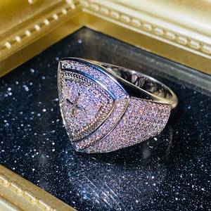 Bijoux fins de luxe de style <span class=keywords><strong>rappeur</strong></span> américain Anneaux de mariage Chunky Hop avec diamant Moissanite Or <span class=keywords><strong>blanc</strong></span> pour fiançailles ou cadeau - Product Image 5