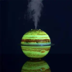 Nova Noite Lâmpada Atomizador nebulizador óleo difusor Ultrasonic Óleo Essencial Umidificador 3D Planeta Galáxias usb umidificador com madeira sten
