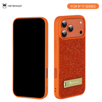 Coque de téléphone Heybingo de luxe avec placage électrolytique, paillettes de diamant, PC+TPU, support intégré, charge sans fil magnétique, compatible 17/16/15/13 Pro Max, personnalisable