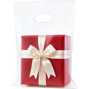 Clear <b>Plastic</b> Gift <b>Bags</b> With Handles 9x12 Inches 100 Pack For Shopping And Merchandise <b>Storage</b> - Product Image 1