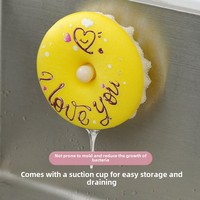 Éponge à vaisselle magique en forme de beignet, tampon à récurer, chiffon en pulpe de bois pour le nettoyage de la cuisine, brosse à vaisselle, épurateur de casseroles