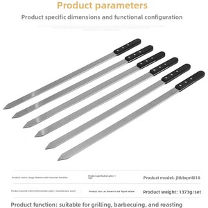 Barbecue <strong>Grilling</strong> Shish Kebab Persian Brazilian Chicken Fork <strong>Flat</strong> <strong>Grilling</strong> Sticks Stainless Steel BBQ Skewer With Wood Handle - Product Image 4