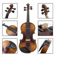 Violon acoustique Av-508 4/4 taille standard avec étui rigide, archet, colophane, chiffon de nettoyage, cordes supplémentaires, autocollant pour touche