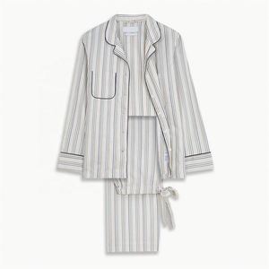 Venta al por mayor de pijamas de mujer de lujo de dos piezas de manga larga con múltiples rayas - Product Image 1