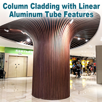 Columna Decorativa de Aluminio con Forma de Árbol Personalizada, Pilar Metálico Artístico Integrado en el Techo para Decoración de Interiores Comerciales