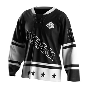 Camiseta de Hockey sobre Hielo Reversible de Secado Rápido para Hombre, con Bordado, Manga Larga, Talla Grande, Estampado por Sublimación, Ropa Deportiva - Product Image 1