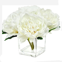 Vente en gros directe de pivoine en verre bonsaï fleur de soie de pivoine dans de l'eau acrylique pour la décoration intérieure
