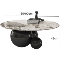 Table basse de luxe moderne en pierre frittée avec cadre en métal doré argenté noir pour mobilier d'hôtel
