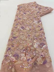 <strong>Heavy</strong> Industry Beaded Antique Embroidery Soft Thin Mesh <strong>Lace</strong> Retro Fishtail Dress Stage Performance Clothing <strong>Fabric</strong> - Product Image 6