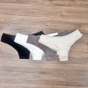 Culottes pour jeunes femmes à taille basse, respirantes, avec bordure en dentelle douce et finition lettrée, coupe mi-hanche - Product Image 5