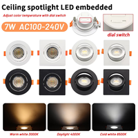 Kinglight Lampu Downlight Mini Modern untuk Plafon, Bahan PC, 5W LED Spotlight, IP20, CRI80, 3000-6500K, Bulat Persegi