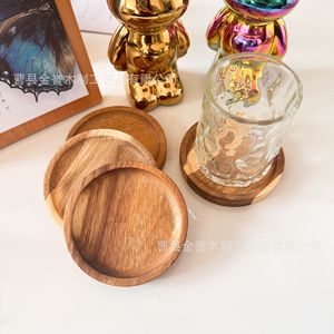 Sous-verres ronds en bois d'acacia pour la maison, isolation thermique pour le thé et le café, style japonais - Product Image 4