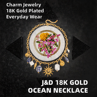 Collier en acier inoxydable avec motif de poisson chrétien, coquillage de soleil, coquille de conque, coquille de perle, plaqué or 18 carats, motif de croix, style océanique tendance