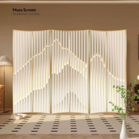 Pantalla Decorativa Plegable de 4 Paneles, Diseño Moderno y Minimalista, con Fondo de Paisaje, Estilo Lujoso, para Entrada