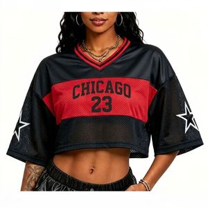 <span class=keywords><strong>Maillot</strong></span> de basket-ball personnalisé <span class=keywords><strong>Chicago</strong></span> <span class=keywords><strong>Bulls</strong></span> pour femme, coupe ample, style crop top, en mesh, épaules tombantes, faible MOQ, OEM - Product Image 6