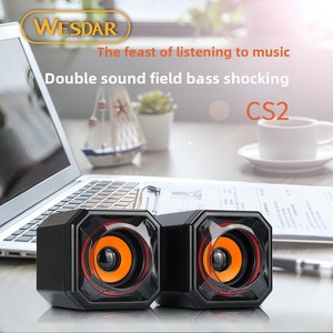 Enceintes de jeu RGB vertes et orange - Système audio de bureau 10W alimenté par USB pour PC, ordinateur portable, configuration de joueur avec éclairage dynamique - Product Image 3