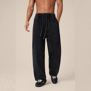 Pantalones Deportivos de Pierna Recta para Hombre, 100% Algodón Lavado, Corte Holgado, Estilo Casual - Product Image 4
