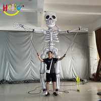 Costume de marche pour défilé nocturne d'Halloween, squelette gonflable lumineux à LED, marionnette squelette, homme citrouille