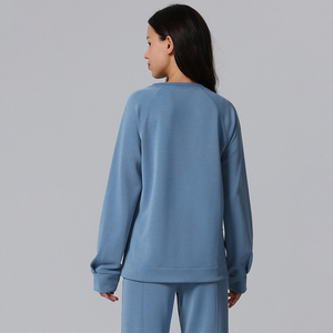 Léger décontracté sportif actif hauts Modal manches longues course T-Shirt pull <span class=keywords><strong>avec</strong></span> col rond doux Streme couche d'air Texture douce - Product Image 6
