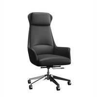 Chaise de luxe légère pour patron Chaise de direction en cuir véritable Chaise de bureau d'affaires sédentaire confortable