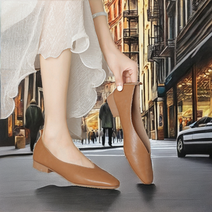 รองเท้าส้นเตี้ยผู้หญิง PU แบบสวม ปลายแหลม บุหนังบางเบา เหมาะสำหรับฤดูร้อน ฤดูใบไม้ผลิ ฤดูใบไม้ร่วง ขายดี - Product Image 2