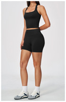 Ensemble de yoga sans couture en Spandex/Nylon, moulant, taille haute, effet push-up fessier, effet ventre plat, respirant