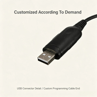 Kabel Pemrograman DC Custom USB Sudut Kanan Dual Jack 3.5mm Kuningan untuk Konfigurasi Radio Dua Arah Walkie Talkie Kabel Data