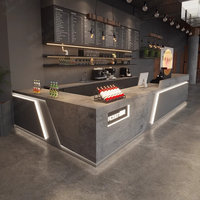 Comptoir de bar multifonctionnel en MDF de style industriel moderne en forme de L, caissier, restaurant, salle de sport, salle à manger, réception, table de réception