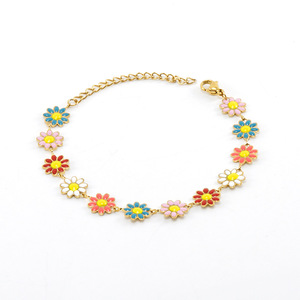 Zogxin Daisy Flower Necklace <b>Bracelet</b> <b>Set</b> Stainless Steel Women's Jewelry Gift Fashion Colorful Floral Design - Product Image 5