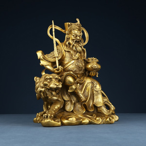 Figura de Zhao Gongming, Dios de la Riqueza, en Latón, Montando en un Tigre, Estatua de Feng Shui, Decoración de Interiores, Regalo para el Hogar u Oficina - Product Image 1