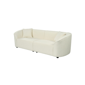 Canapé carré contemporain de 87 pouces en tissu peluche beige avec design épuré, structure robuste et fonctionnalités convertibles, idéal pour les villas - Product Image 3