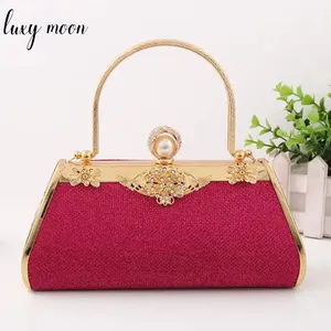 New fashion Harming Trendy Banquet Large Evening Bag Metal Gold Wire Chain Ladies Dinner Bag FE022