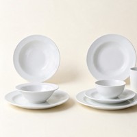Ensemble de bols en porcelaine blanche de 9 pouces, vaisselle de camping écologique avec bol à soupe profond, passe au lave-vaisselle, vaisselle moderne pour la maison