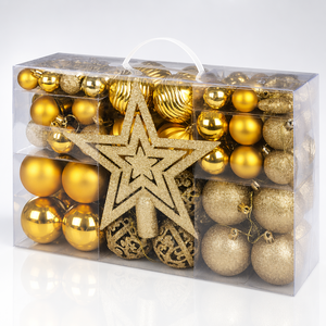 Juego <span class=keywords><strong>de</strong></span> 101 Bolas <span class=keywords><strong>de</strong></span> <span class=keywords><strong>Navidad</strong></span> Doradas <span class=keywords><strong>de</strong></span> Lujo, Decoración Circular Colgante <span class=keywords><strong>para</strong></span> Árbol <span class=keywords><strong>de</strong></span> <span class=keywords><strong>Navidad</strong></span>, Duraderas - Product Image 1