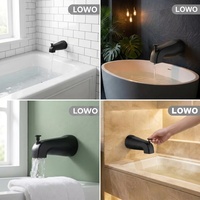 Ensemble de robinetterie de baignoire noir mat LOWO en gros avec bec verseur et cache-débordement pour projets d'appartements, usine OEM ODM