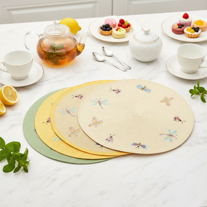 Round Woven PP Plastic <b>Placemat</b> With Embroidery Classic Eco-Friendly <b>for</b> Home Kitchen <b>Table</b> Decoration EM14 Eco-Friendly Made Fr - Product Image 1
