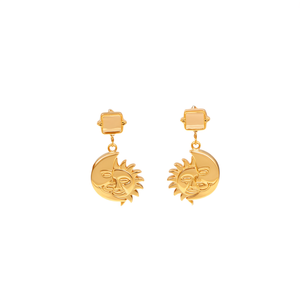 Pendientes de Moda con Diseño de Sol y Luna, Acero Inoxidable 316L, Baño de Oro PVD - Product Image 2