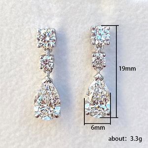 Eleganti Orecchini a Goccia Classici per Fidanzamento da Donna, Gioielli da Sera Nuziali in Rame con Pietre Scintillanti di Lusso Leggero - Product Image 5