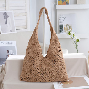 <span class=keywords><strong>Sac</strong></span> de plage tissé à la main, écologique, bohème, pour les vacances, <span class=keywords><strong>sac</strong></span> à bandoulière personnalisé en <span class=keywords><strong>crochet</strong></span>, fleur creuse, voyage - Product Image 3