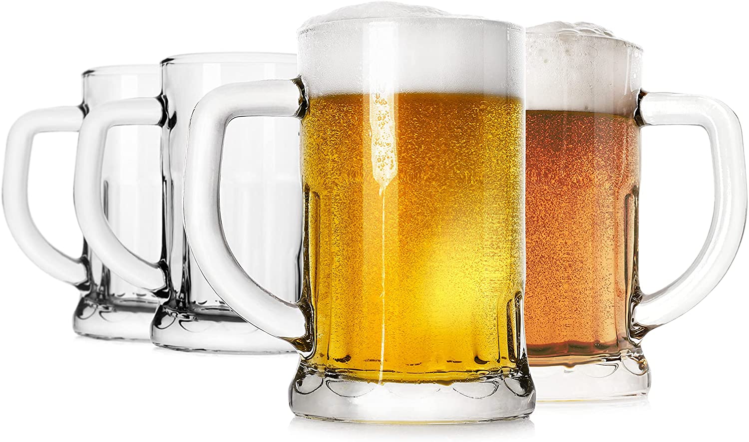Style Extra Beer Mug 21 Ounce,Large Glass Mugs With Handle,Set of 4 German Beer Stein Mug