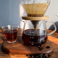 HIGHWIN OEM ODM Server Kopi Kaca Borosilikat 400ml 600ml Pitcher Kopi Tuang dengan Skala