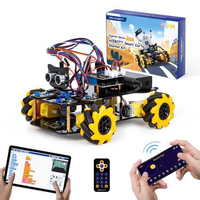 ACEBOTT ESP32 4WD Robot Kit Programming Obstacle Avoidance Tracking Smart Camera Robot Car Starter Kit for arduino