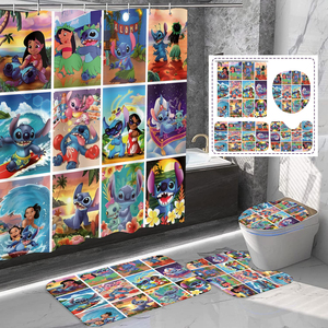 Juego de cortinas de ducha de personajes de Anime de 100% poliéster con estampado personalizado, diseño de lujo, impermeable, colorido, tamaño estándar, para hoteles - Product Image 3